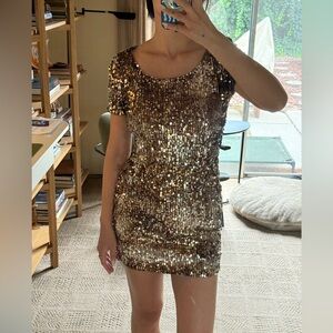 Gold sequin dress
